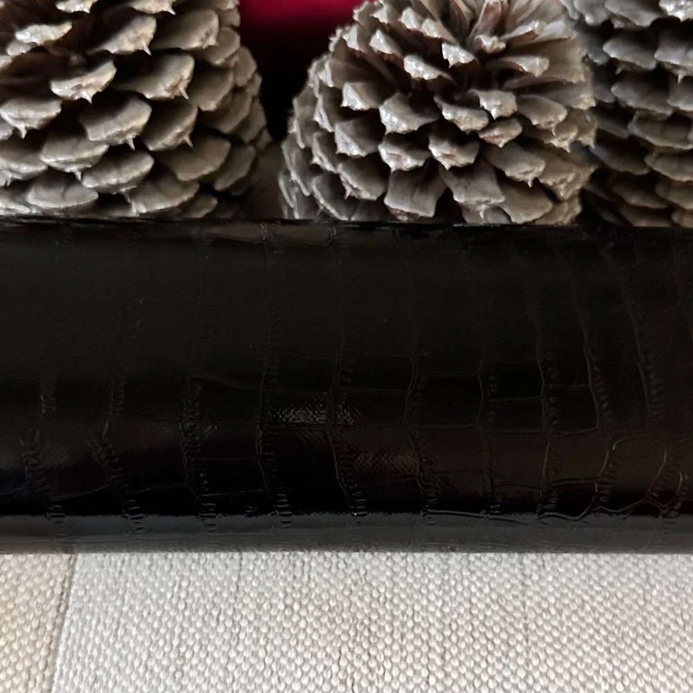 Black‎ Crocodile Embossed Clutch Faux Leather Evening Bag